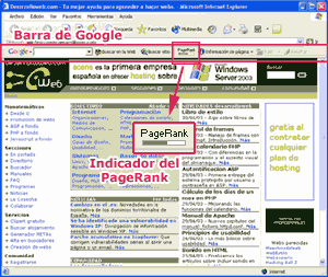 Barra de Google, que nos muestra el PageRank