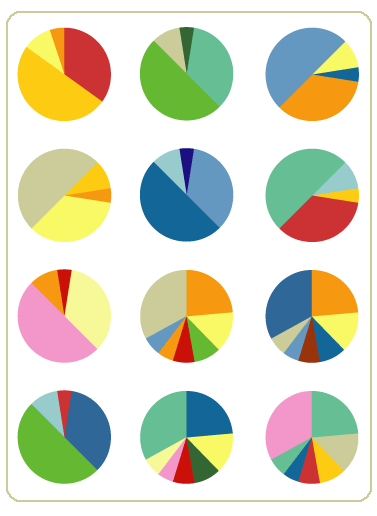 posibles paletas de colores para diseños de cuadros, gráficas o páginas