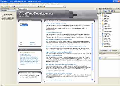 Página de inicio de Visual Web Developer Express 2005