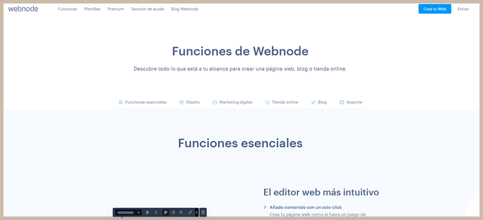 Sitio web de Webnode