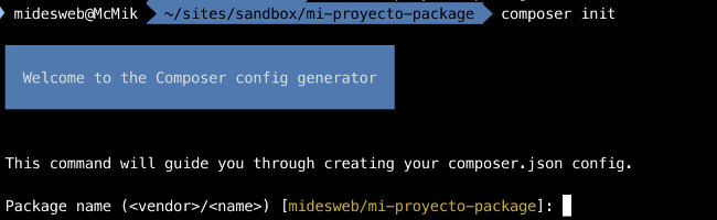 Inicializar un proyecto para publicar un package en Composer